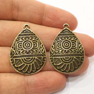2 Antique Bronze Charms Antique Bronze Plated Charms (35x25mm)  G19317