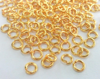 100 Gold Plated Brass Strong jumpring , Findings 100 Pcs (5 mm) G12041