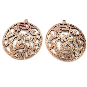 2 Copper Pendant Antique Copper Pendant Antique Copper Plated Metal (36mm) G11518