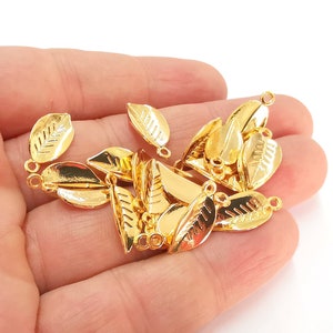 10 Leaf Charms 24K Shiny Gold Plated Charms (18x9mm)  G21578