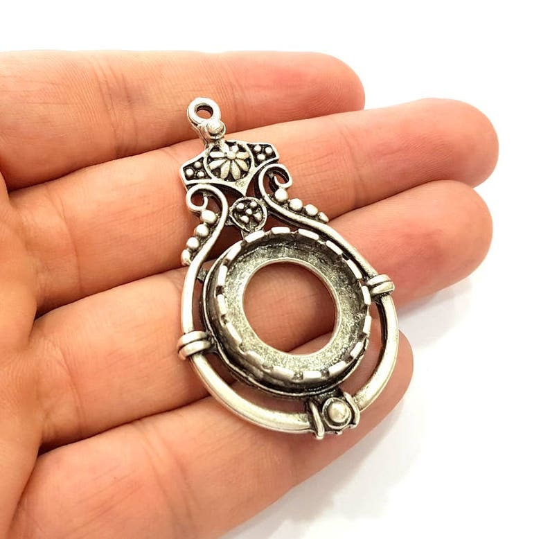 Silver Pendant Antique Silver Plated Pendants 56x34mm G8314 Etsy
