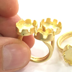 Verstellbarer Ring Rohling, (14x10mm, 12mm, 10mm blank) Vergoldetes Messing G3673