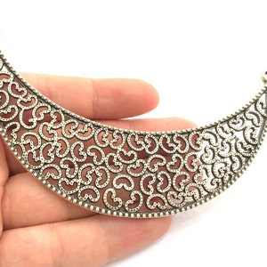 Antique Silver Large Pendants (120x33mm) Antique Silver Plated Metal  G5868