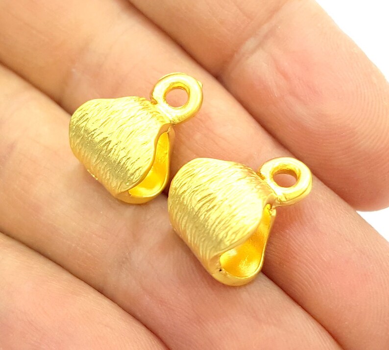 2 Gold Plated Bail Charms 17x11mm G6857 Etsy
