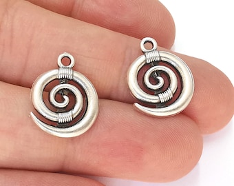 10 Spiral Charms Antique Silver Plated Charms (18x15mm) G22743