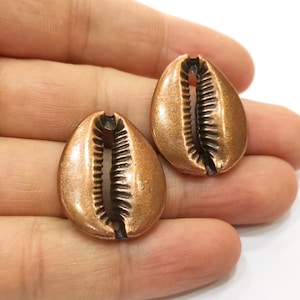 Large Cowrie Shell Copper Charms Antique Copper Plated Charms  (29x24mm)  G19335