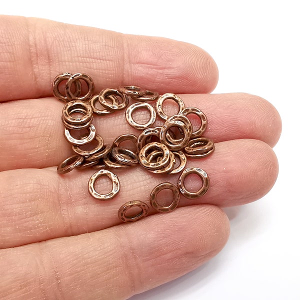 Hammered Circle, Hoop Connector, Discs Findings, Antique Copper Plated (8mm) G34973