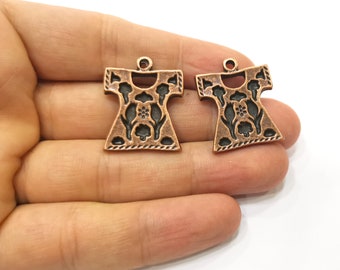 2 colgantes de cobre para cofre, colgantes antiguos chapados en cobre (28 x 23 mm) G18501