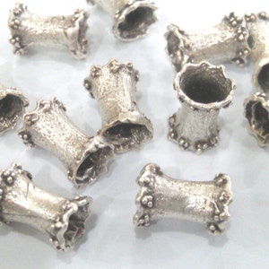 Silver Rondelle Beads Antique Silver Plated Brass  5 Pcs (13x8 mm) G9459