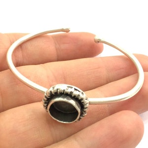 Adjustable Bracelet Blank Findings (10mm  Blank) , Antique Silver Plated Brass G5788