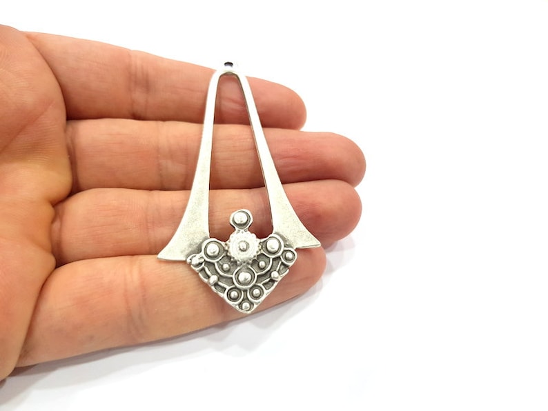 Colgante de plata de metal bañado en plata antigua (71 x 38 mm) G15865 imagen 6