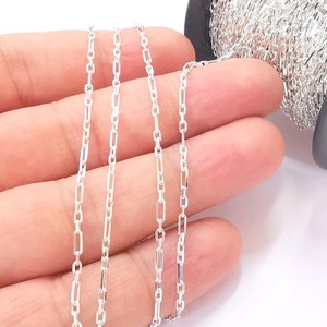 Sterling Silver Figaro Chain 925 Solid Silver Soldered Chain (5.2x1.9mm + 3x2mm) G30242