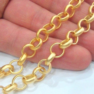 Gold Chain Gold Plated Rolo Chain , 1 Meter 3.3 Feet 8 mm G12156 image 2