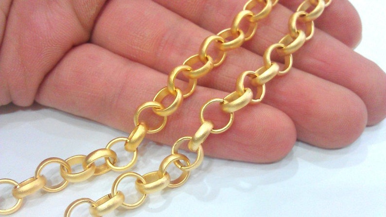 Gold Chain Gold Plated Rolo Chain , 1 Meter 3.3 Feet 8 mm G12156 image 2