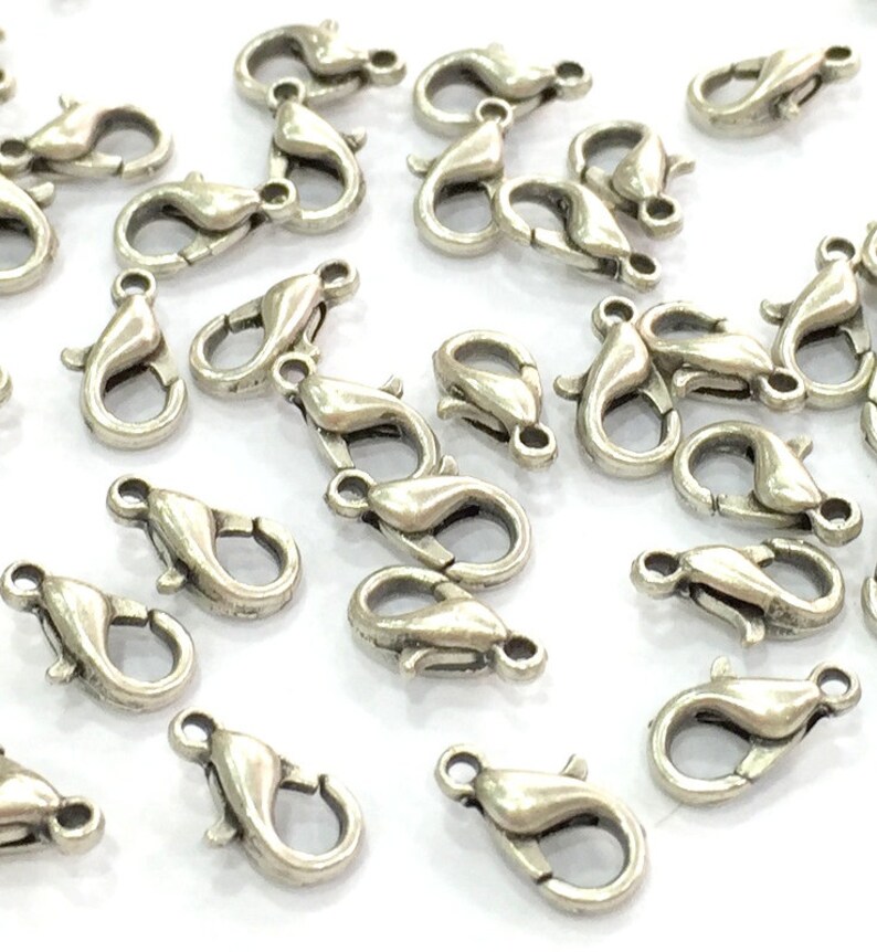 20 Silver Clasp Antique Silver Plated Lobster Clasps Etsy