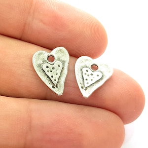 Heart Charm Silver Charms Antique Silver Plated Charms (15x11mm) G8533