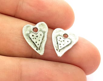 Heart Charm Silver Charms Antique Silver Plated Charms (15x11mm) G8533