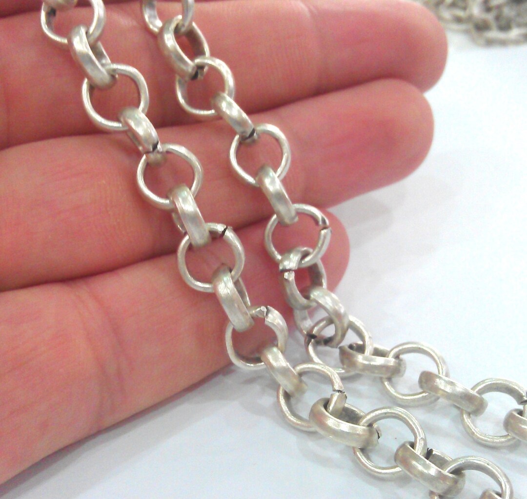 Silver Rolo Chain Antique Silver Plated Large Chain (10 Mm) G9559 - Etsy
