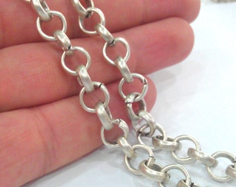 Silver Rolo Chain Antique Silver Plated Large Chain (10 mm) G9559