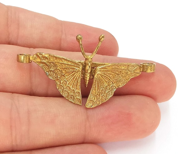 Butterfly Pendant Connector Raw Brass Pendant  50x25mm G22715