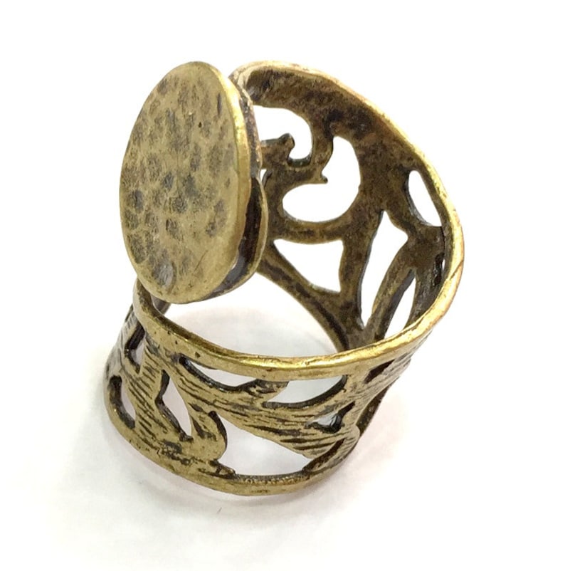 Adjustable Ring Blank, 20mm blank Antique Bronze Plated Brass G5533
