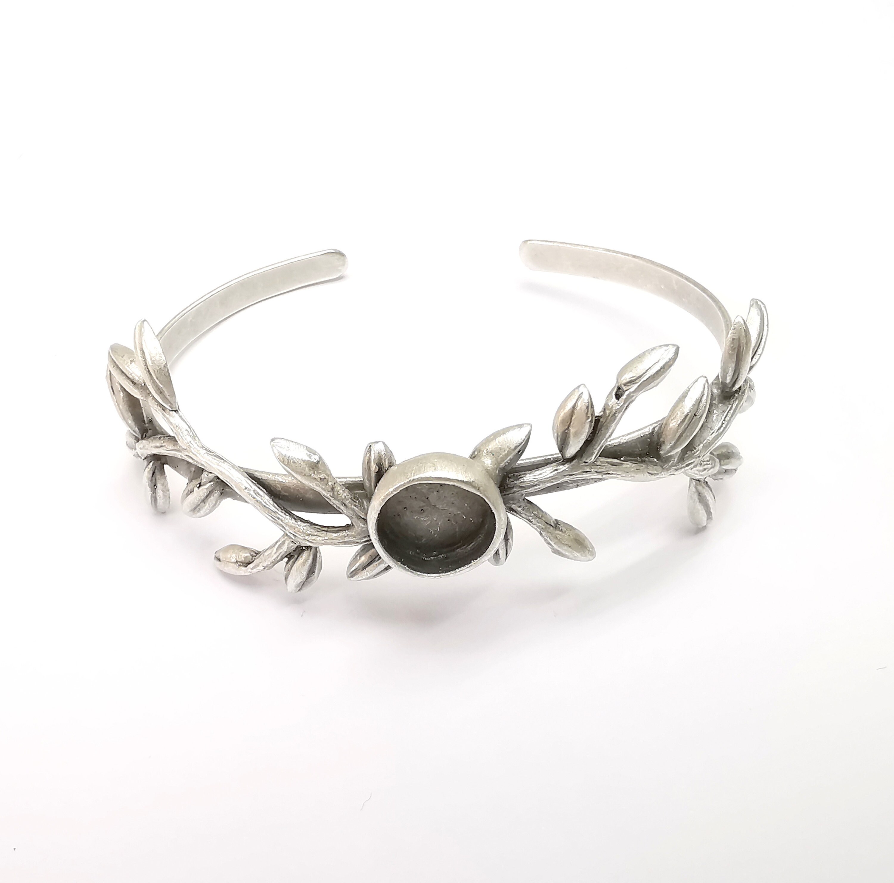 Leaf Bracelet, Leaf Branch Cuff, Ivy Bangle Bezel, Resin