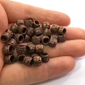 10 Copper Rondelle Beads Antique Copper Plated Beads (8mm)  G19502