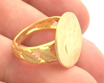 Adjustable Ring Blank, (15mm blank ) Gold Plated Brass G6148