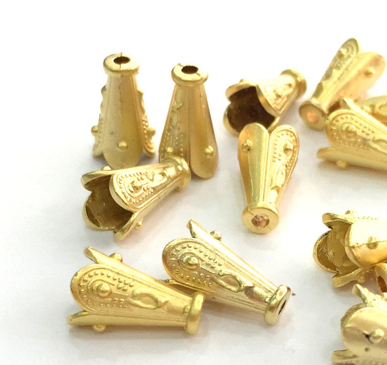 12x8 mm 4 Gold Plated Cone Findings G3607