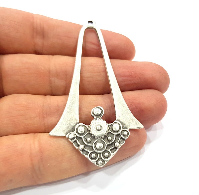 Colgante de plata de metal bañado en plata antigua (71 x 38 mm) G15865 imagen 2