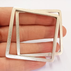 2 Square Findings Antique Silver Plated Findings (55mm)  G20457