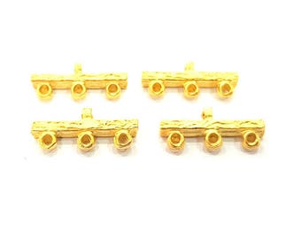 4 Gold End Bar Separator Findings  (18x8 mm) , Gold Plated Metal G10262