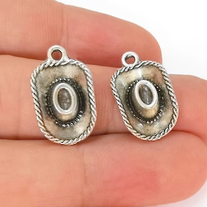 4 Hat Charms Antique Silver Plated Charms 21x13mm G22798 image 1