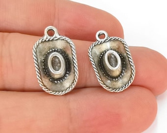 4 Chapeaux Charms Antique Silver Plaqué Charms (21x13mm) G22798