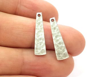 Silver Hammered Charms Antique Silver Plated Charms (23x6mm) G8127