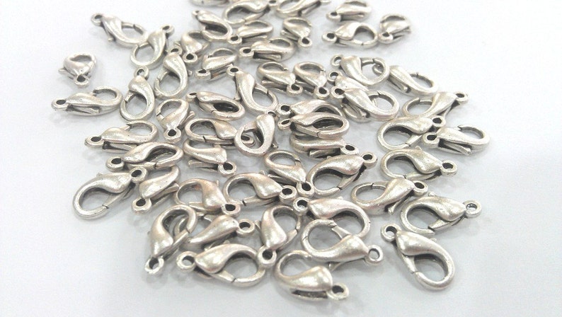 10 Silver Clasp Lobster Clasp Antique Silver Plated Lobster Clasps , Findings 12x6 mm G20123 image 2