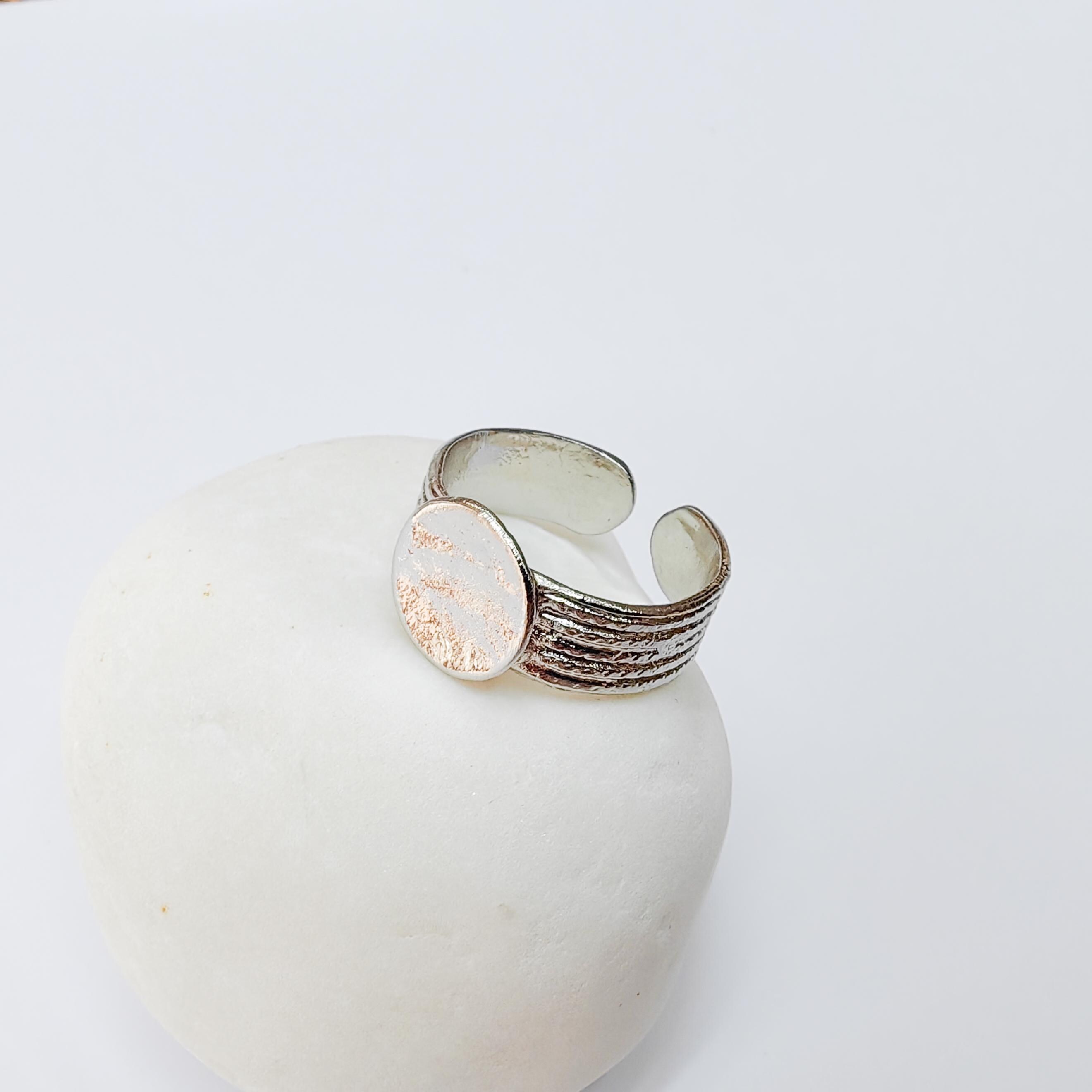 Adjustable Ring Base With 10mm Round Blank, Shiny Silver Plated Brass ...