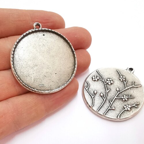 thumbnail image 2 of Sun Charms Blank Resin Bezel Mosaic Mounting – Antique Silver Plated Pendant – Turkey 2 of 4