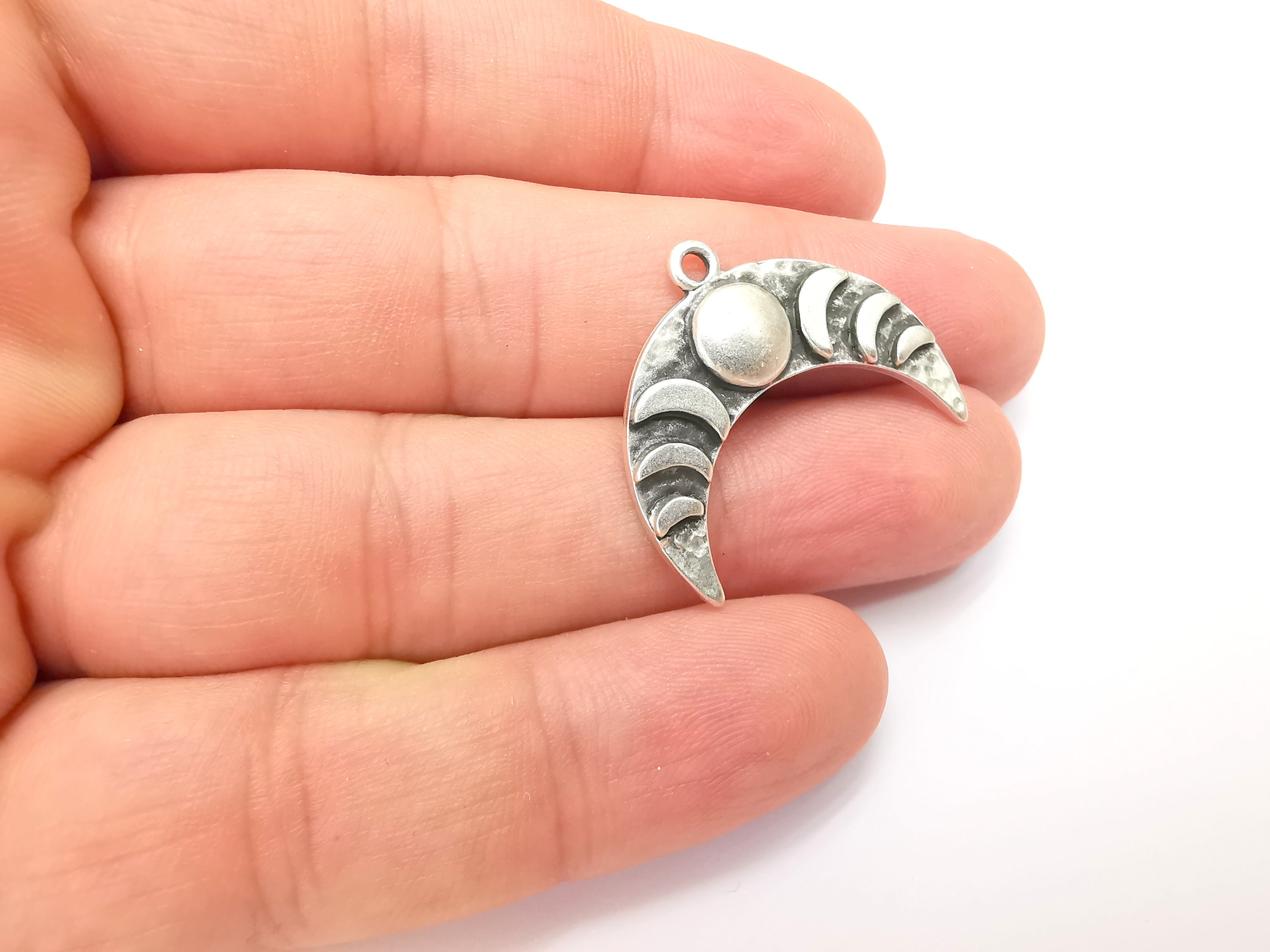 Crescent Moon Charms the Phases of the Moon Antique Silver Etsy