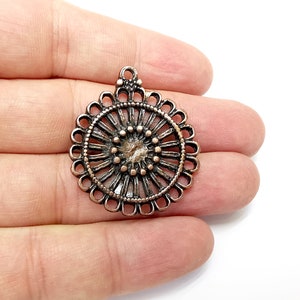 Copper Charms, Boho Charms, Earring Charms, Copper Pendant, Ethnic Rustic Charms, Necklace Parts, Antique Copper Plated 38x33mm G35879