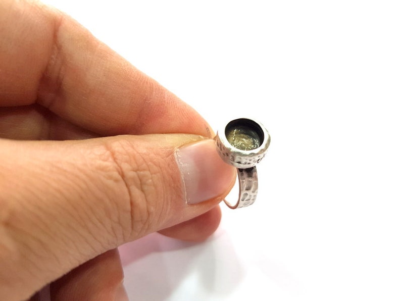 Ring Blank Setting Hammered Ring Base Bezel Inlay Ring Backs Etsy