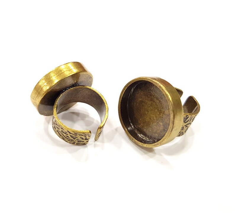20mm blank Antique Bronze Plated G15638 Antique Bronze Ring Blank Setting Cabochon Base inlay Ring Backs Mounting Adjustable Ring Bezel