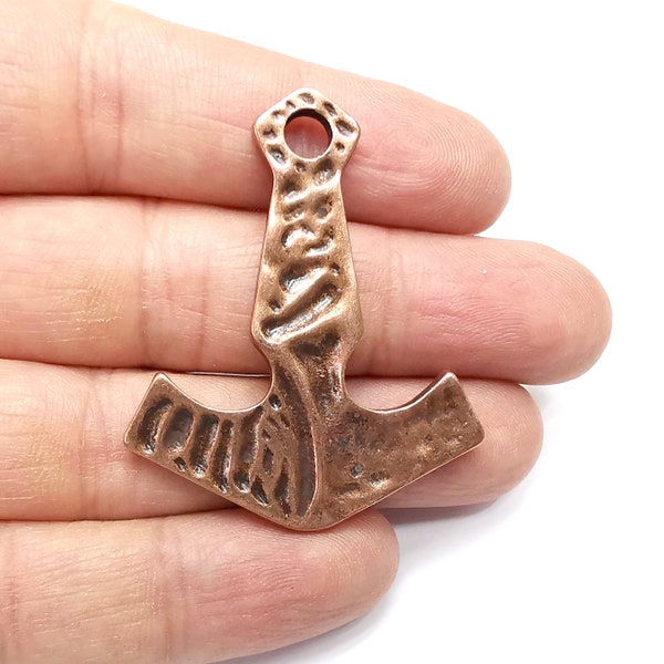 Anchor Pendant, Nautical Pendant, Hammered, Antique Copper Plated Metal (49x41mm) G35076