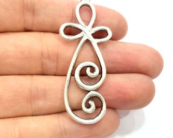 Twisted Wire Charms Silver Charms Antique Silver Plated Connector (58x23mm) G14996