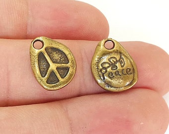 5 Peace Charms Antique Bronze Plated Charms (15x12mm)  G22658