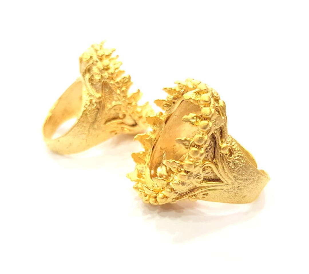 Gold Ring Settings Blank Inlay Ring Mosaic Ring Bezel Base Etsy