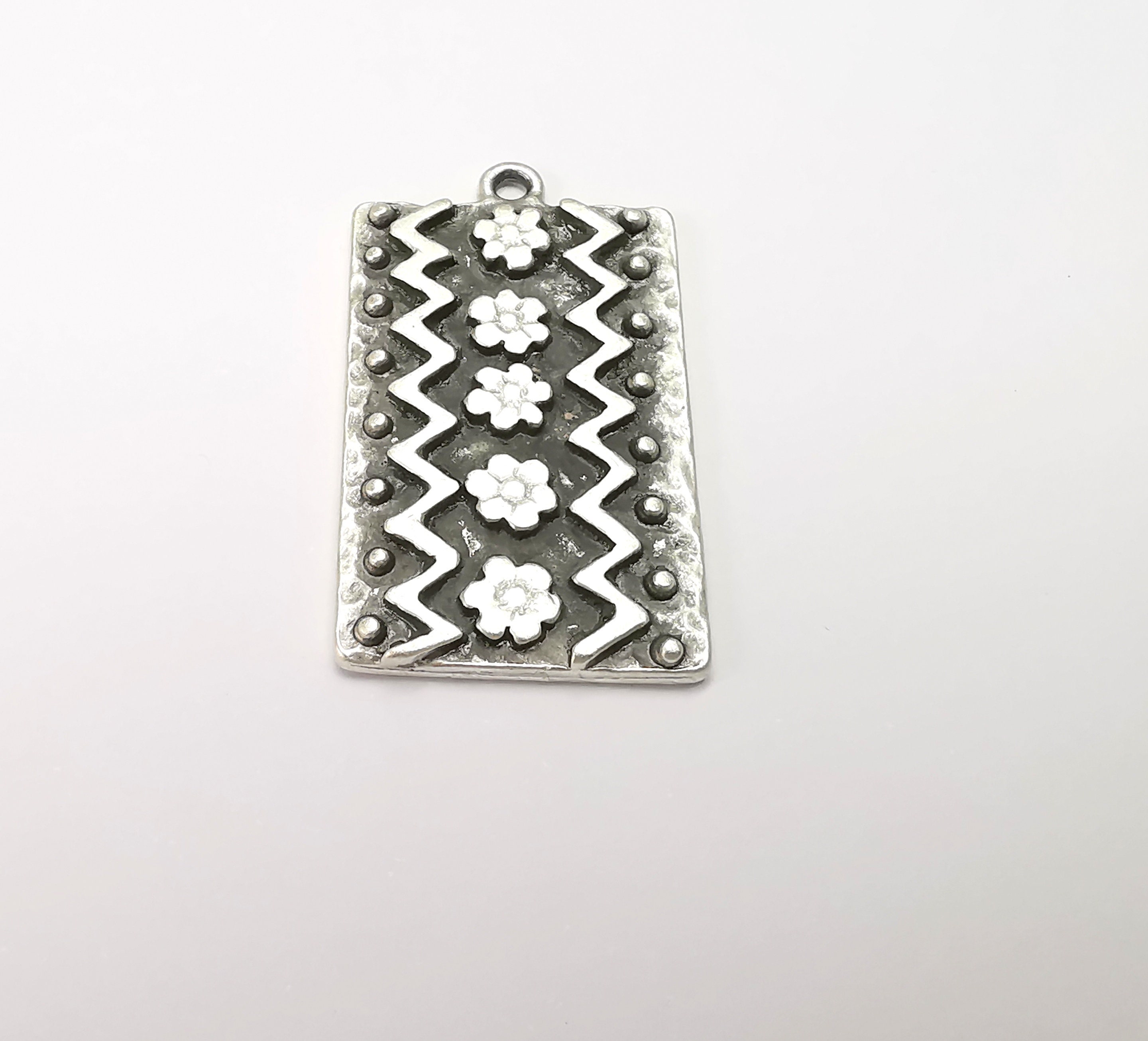 その他 charm shop Flower Motif Charms, Antique Silver Plated (35x20mm) G29159 - Etsy