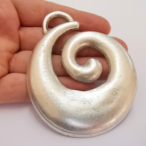 Spiral Pendant Antique Silver Plated Pendant (93x76mm) G20212 image 4
