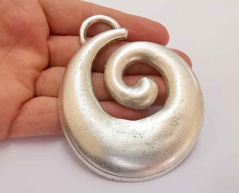 Spiral Pendant Antique Silver Plated Pendant (93x76mm) G20212 image 4