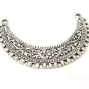Silver Pendant Oxidized Silver Collar Pendants Antique Silver Plated Pendants (114x25mm) G6532 image 2